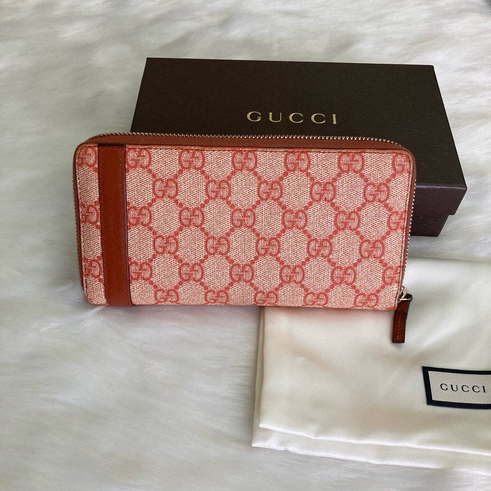Authentic Gucci Reddish-Orange Zip Around Wallet - image 2